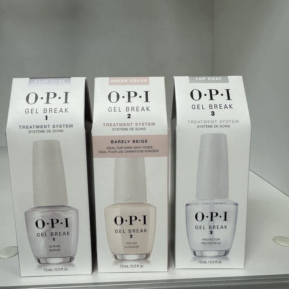 OPI Gel Break 123 Treatment System Base Coat + Barely Beige Color + Topcoat